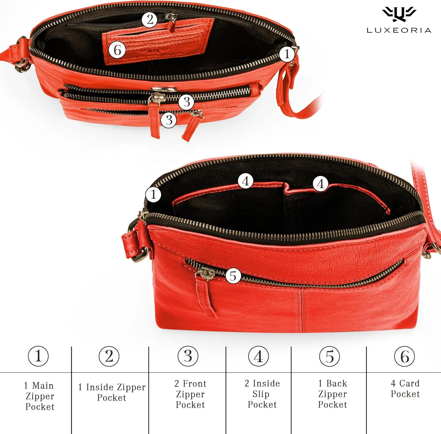 Genuine Leather Crossbody Bags for Women, Premium Handmade Leather Purses - Shoulder Handbags, Adjustable Strap