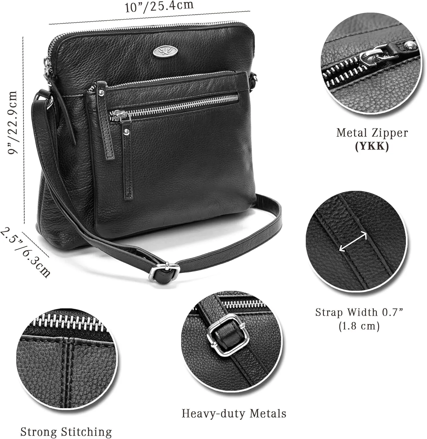 Genuine Leather Crossbody Bags for Women, Premium Handmade Leather Purses - Shoulder Handbags, Adjustable Strap