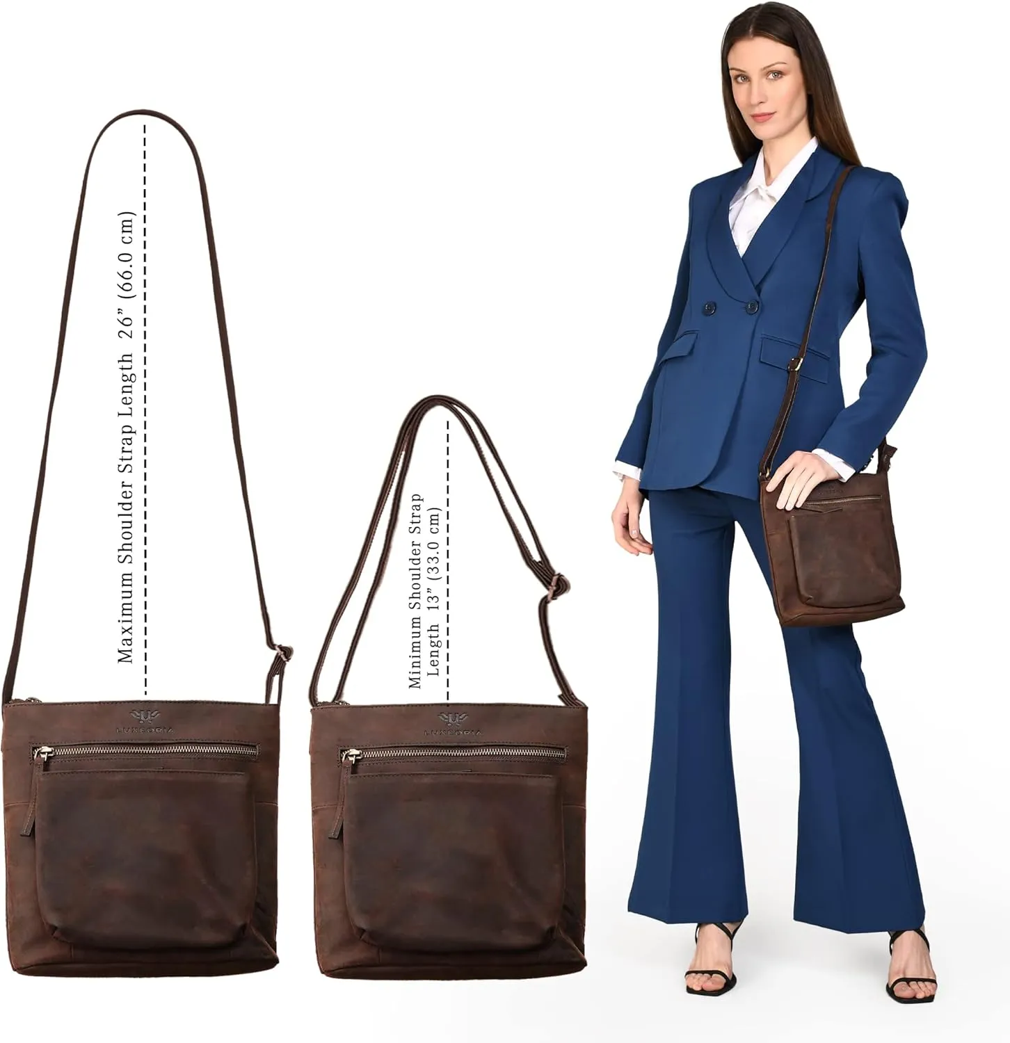 Genuine Leather Crossbody Bags for Women, Premium Handmade Leather Purses - Shoulder Handbags, Adjustable Strap