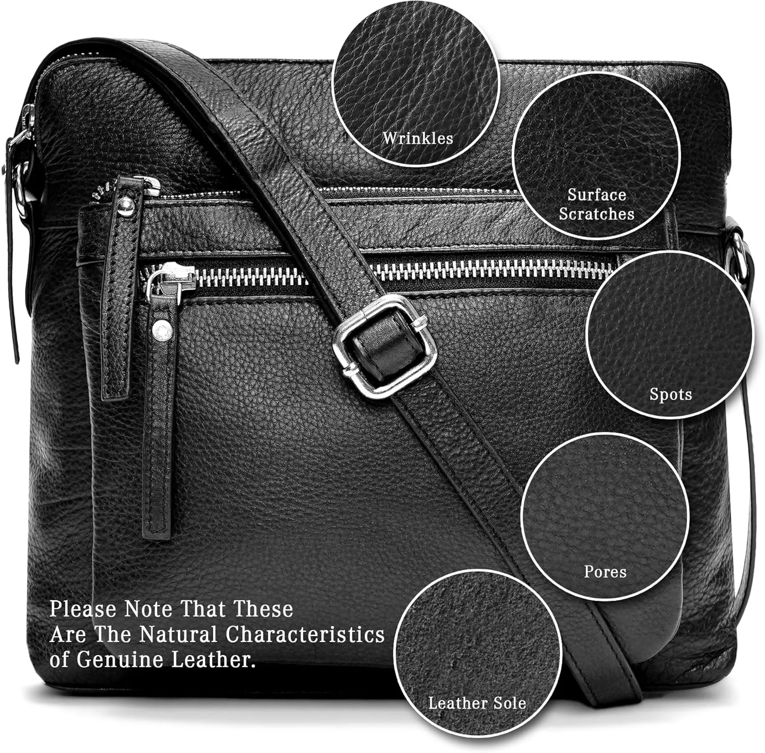 Genuine Leather Crossbody Bags for Women, Premium Handmade Leather Purses - Shoulder Handbags, Adjustable Strap