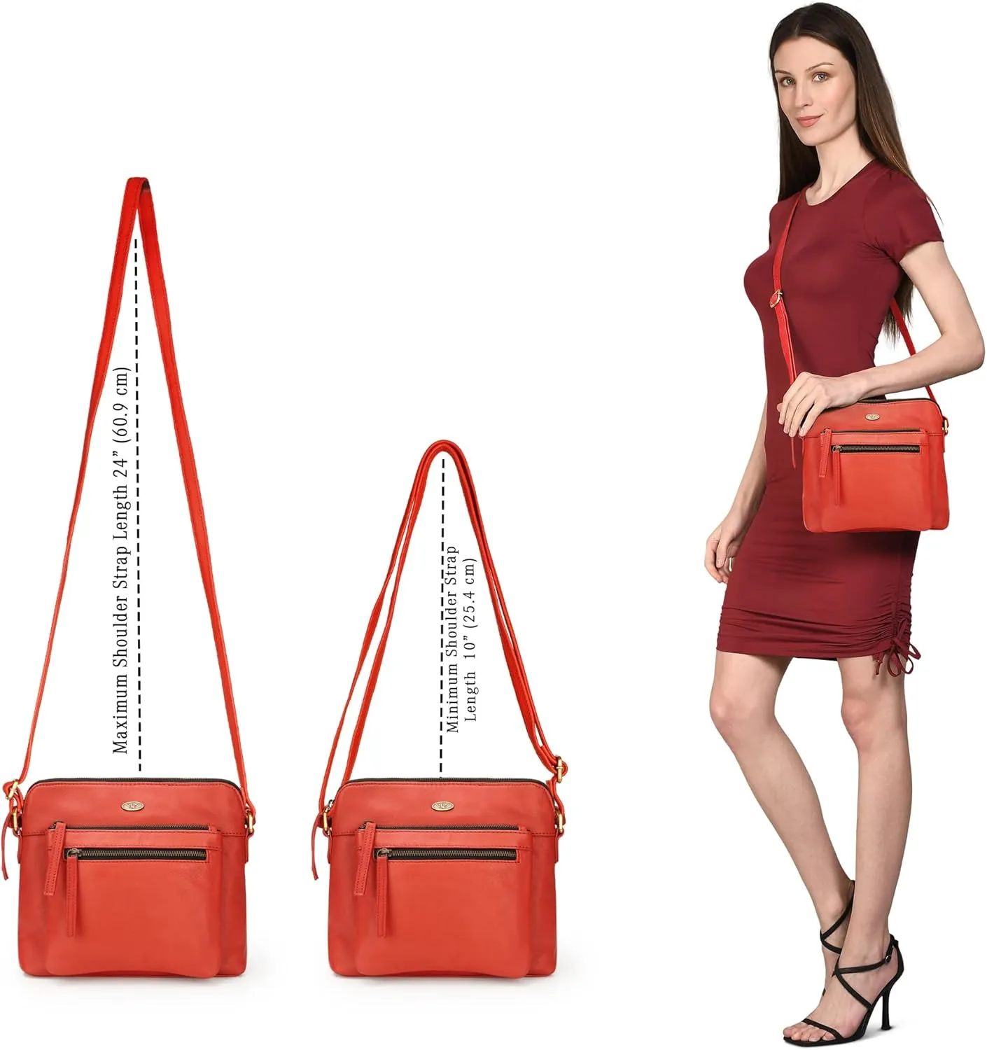 Genuine Leather Crossbody Bags for Women, Premium Handmade Leather Purses - Shoulder Handbags, Adjustable Strap