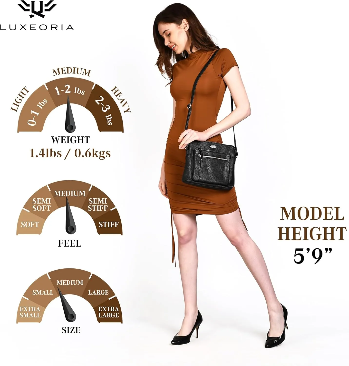 Genuine Leather Crossbody Bags for Women, Premium Handmade Leather Purses - Shoulder Handbags, Adjustable Strap