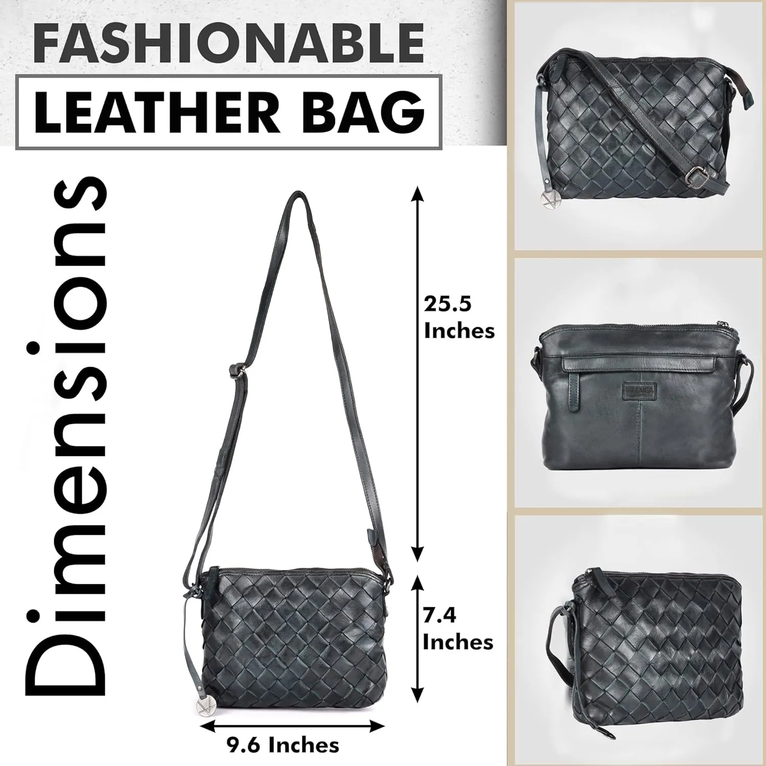 Genuine Leather Crossbody Sling Bag for Women - Trendy Casual Office Bag with Adjustable Strap