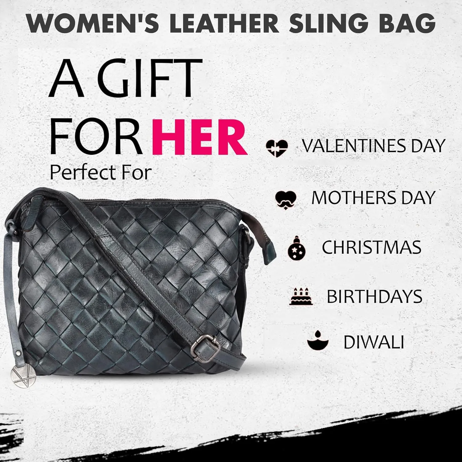 Genuine Leather Crossbody Sling Bag for Women - Trendy Casual Office Bag with Adjustable Strap