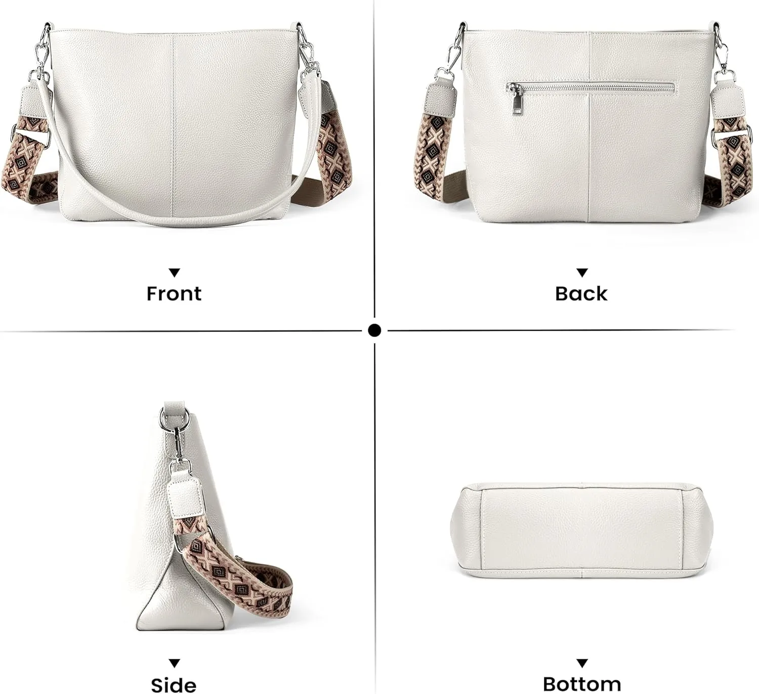 Genuine Leather Purse for Women, Women's Handbags Hobo Bag, Soft Leather Crossbody with Adjustable Wide Strap
