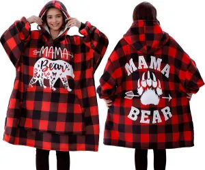 Gifts for Mom Mothers Day Birthday gift from Daughter Son, Mama Bear Wearable Blanket Hoodie for Mother in Law, Mother to Be, New Mom, Wife, Oversized Sherpa Fleece Blanket Sweatshirt