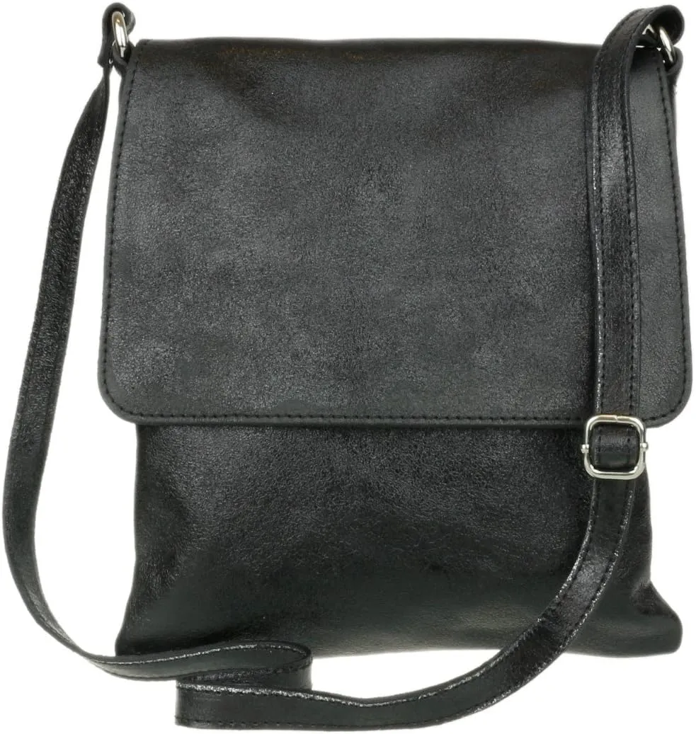 Girly HandBags Womens Italian Soft Leather Cross Body Messenger Bag Vera Plelle Shoulder Bag Flap Zipper