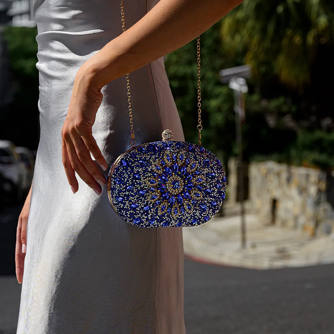 Glamorous Crystal Embellished Evening Clutch Bag