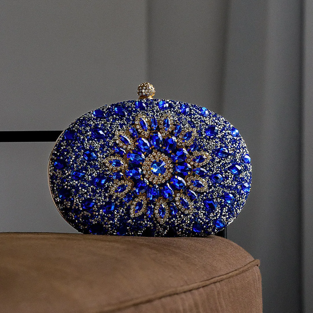 Glamorous Crystal Embellished Evening Clutch Bag