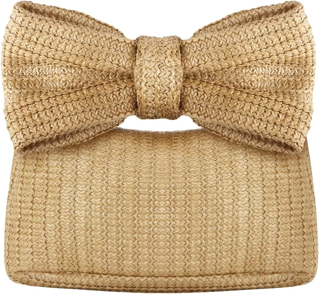 GOKTOW Straw Bow Purse Clutch Bag,Summer Beach Handbags for Women 2024 Vacation
