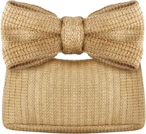 GOKTOW Straw Bow Purse Clutch Bag,Summer Beach Handbags for Women 2024 Vacation