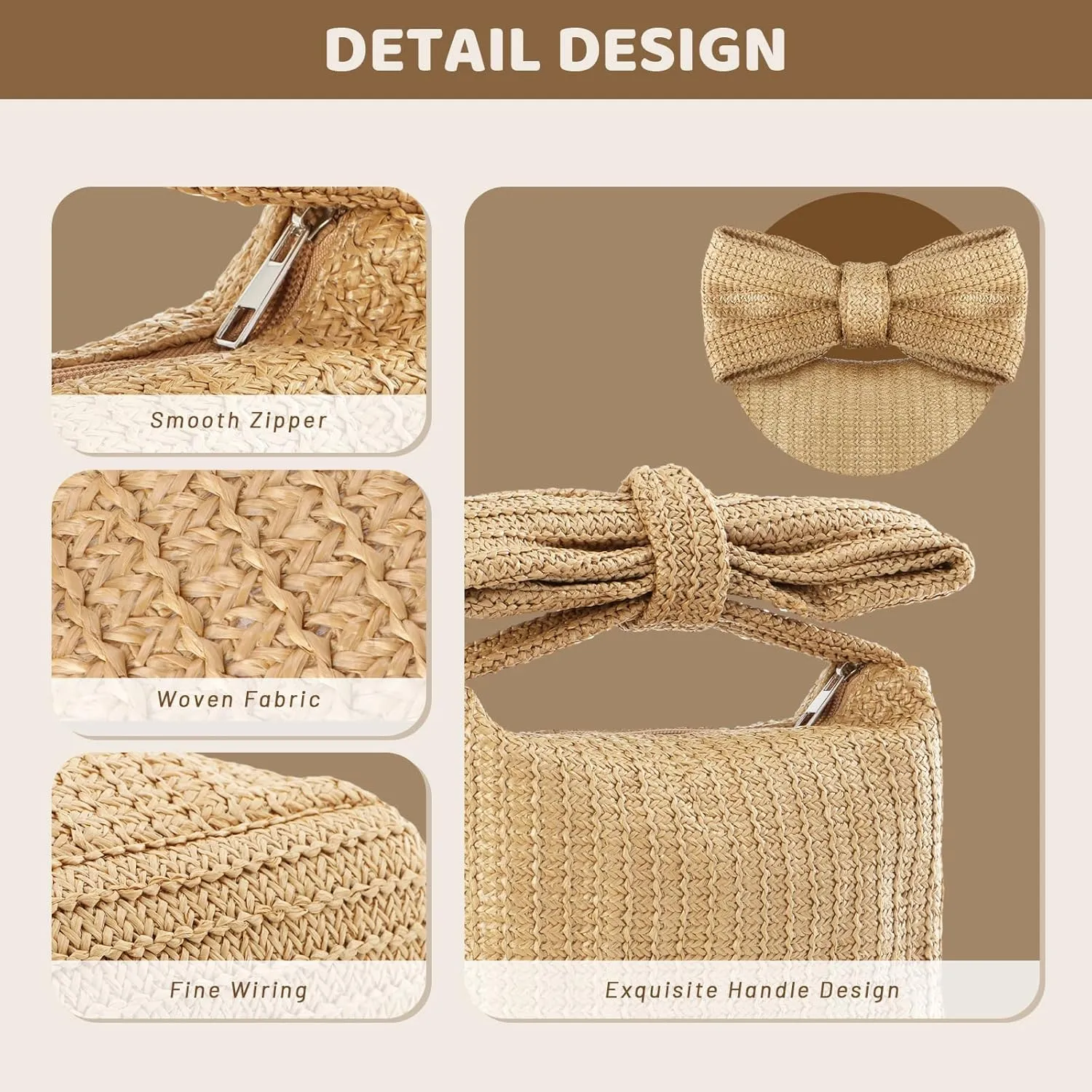 GOKTOW Straw Bow Purse Clutch Bag,Summer Beach Handbags for Women 2024 Vacation