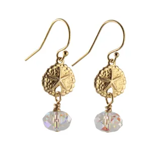 Gold Sand Dollar Crystals Earrings