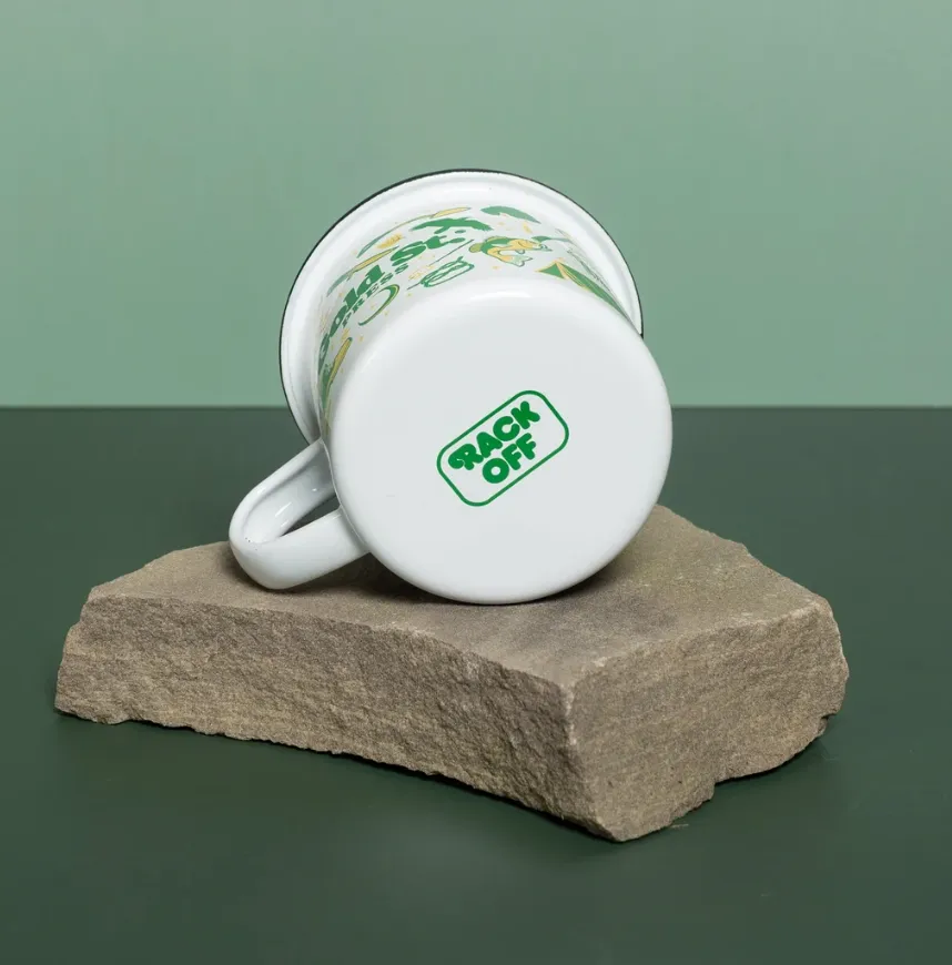 Gold St Press RACK OFF enamel mug