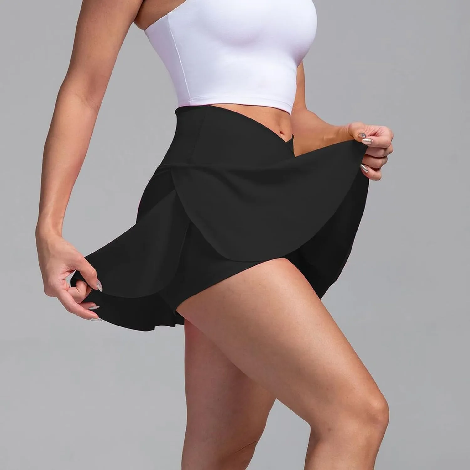 Golf Skirts for Women with Shorts Tummy Control Crossover High Waisted Skirts Casual Wrap Flowy Cute Mini Skirt Y2k
