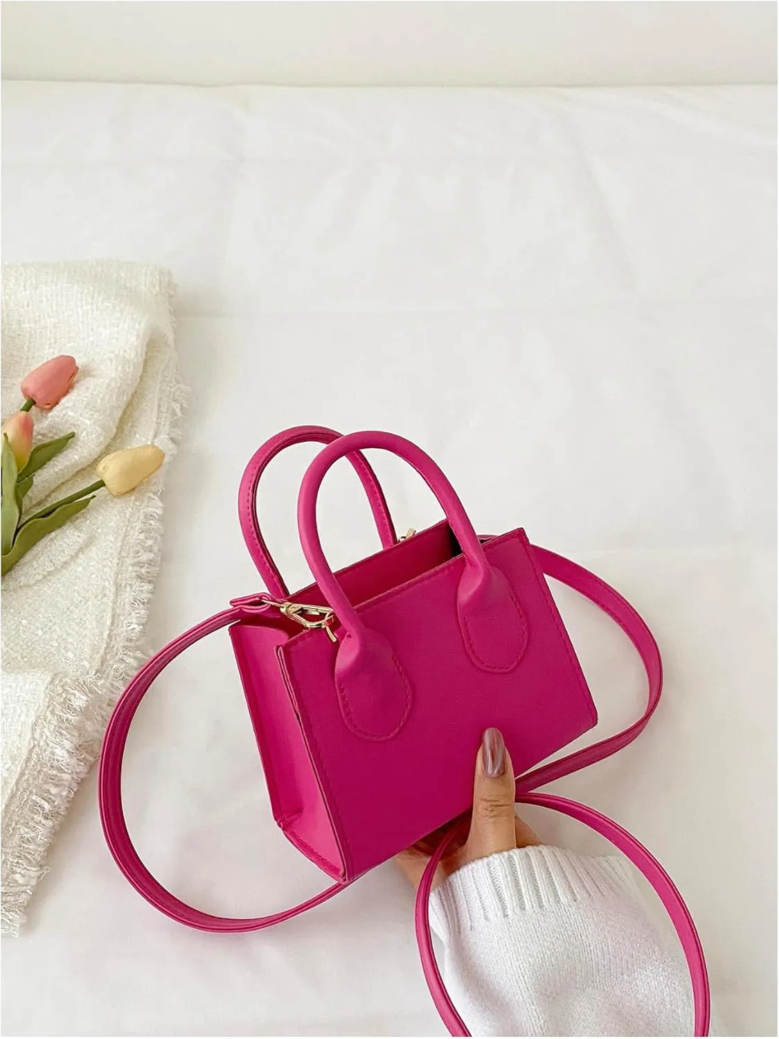 GORGLITTER Women's Small Crossbody Purse Double Handle Satchel Shoulder Bag Crossbody Square Bag Purse Handbag
