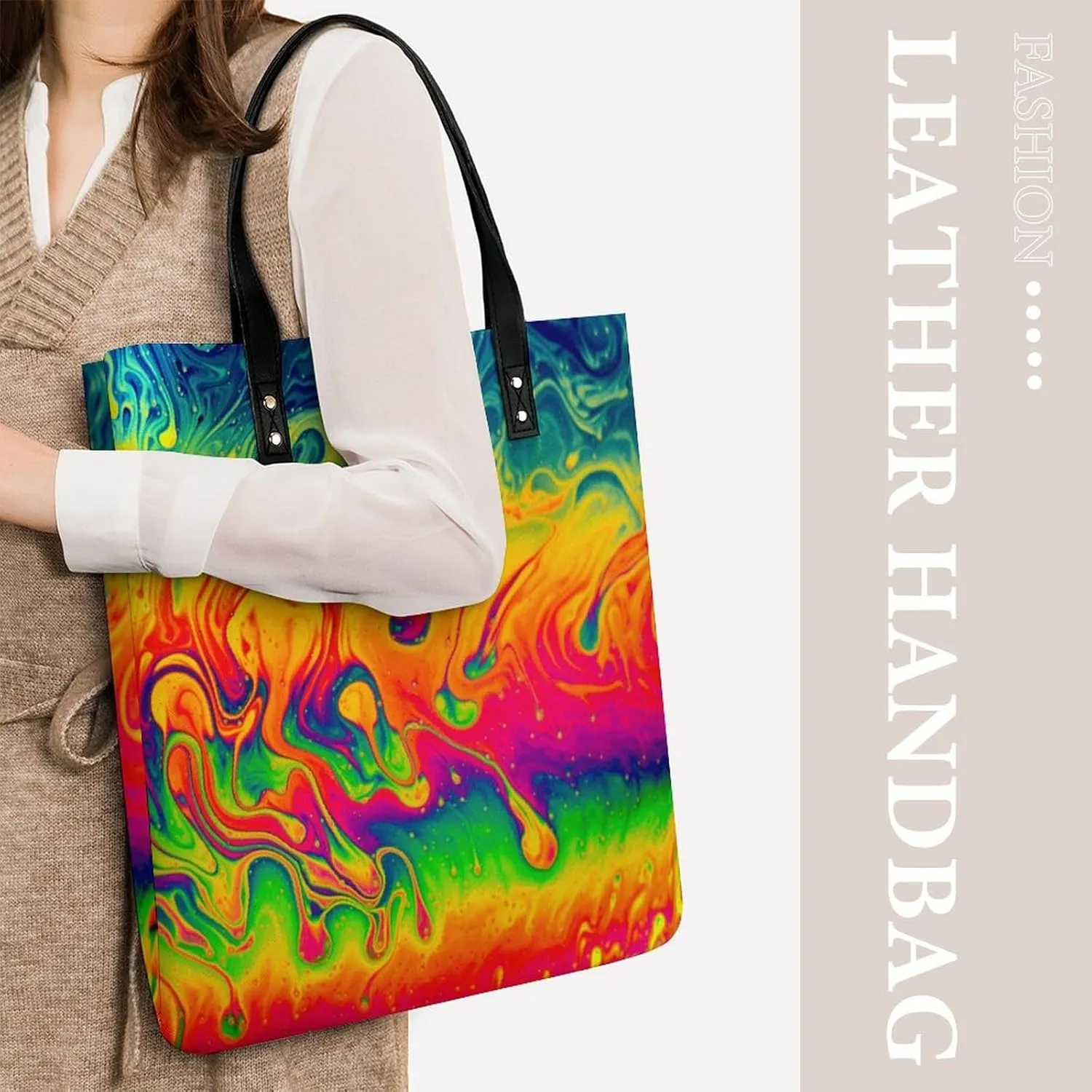 Gothic Magic Witch Witchy Leather Handbag with Large Space, Fashionable Handbag