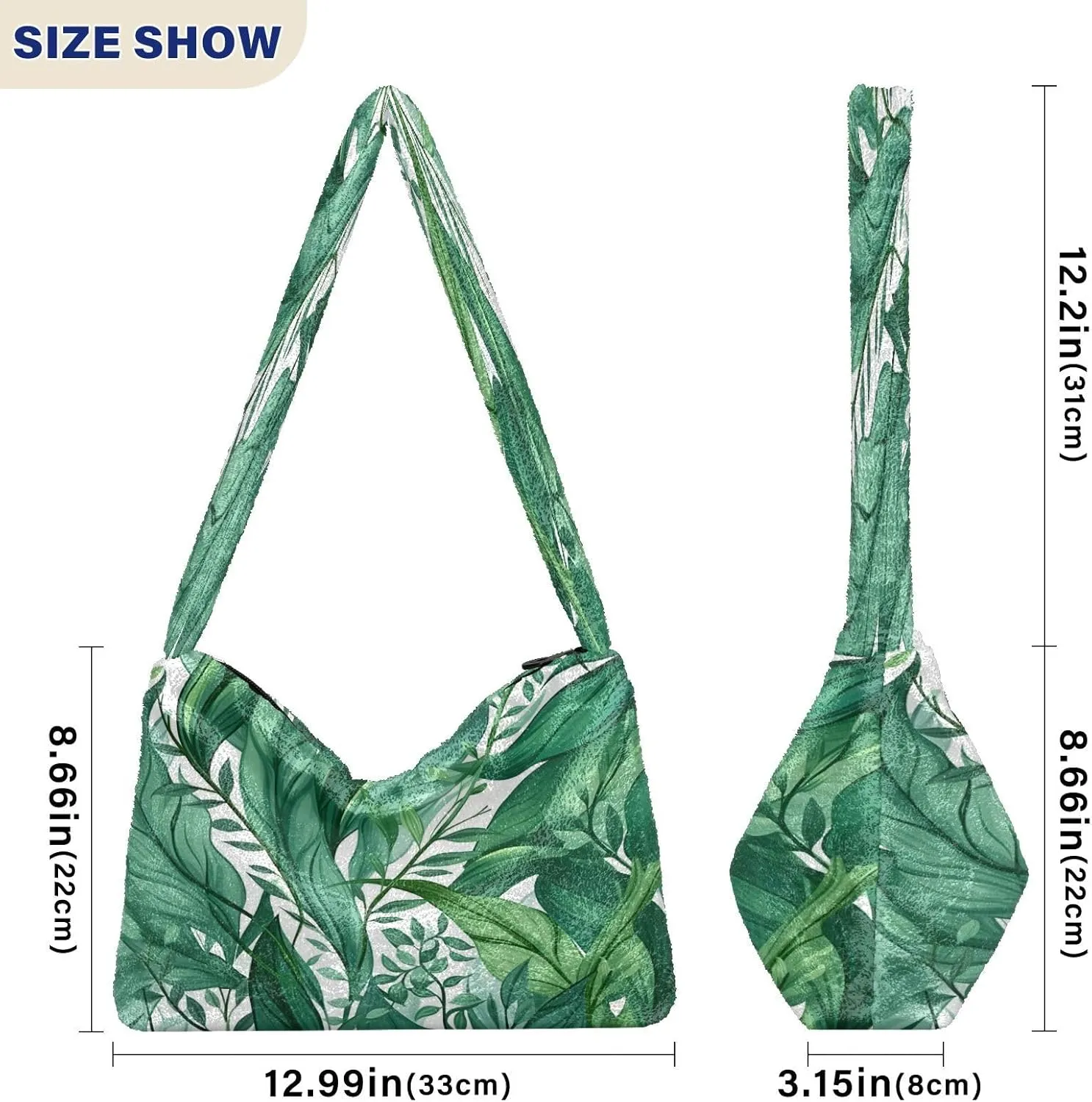 Green Leaves Modern Ladies Shoulder Handbags, Shoulder Tote Bag for Women, Autumn Handbags