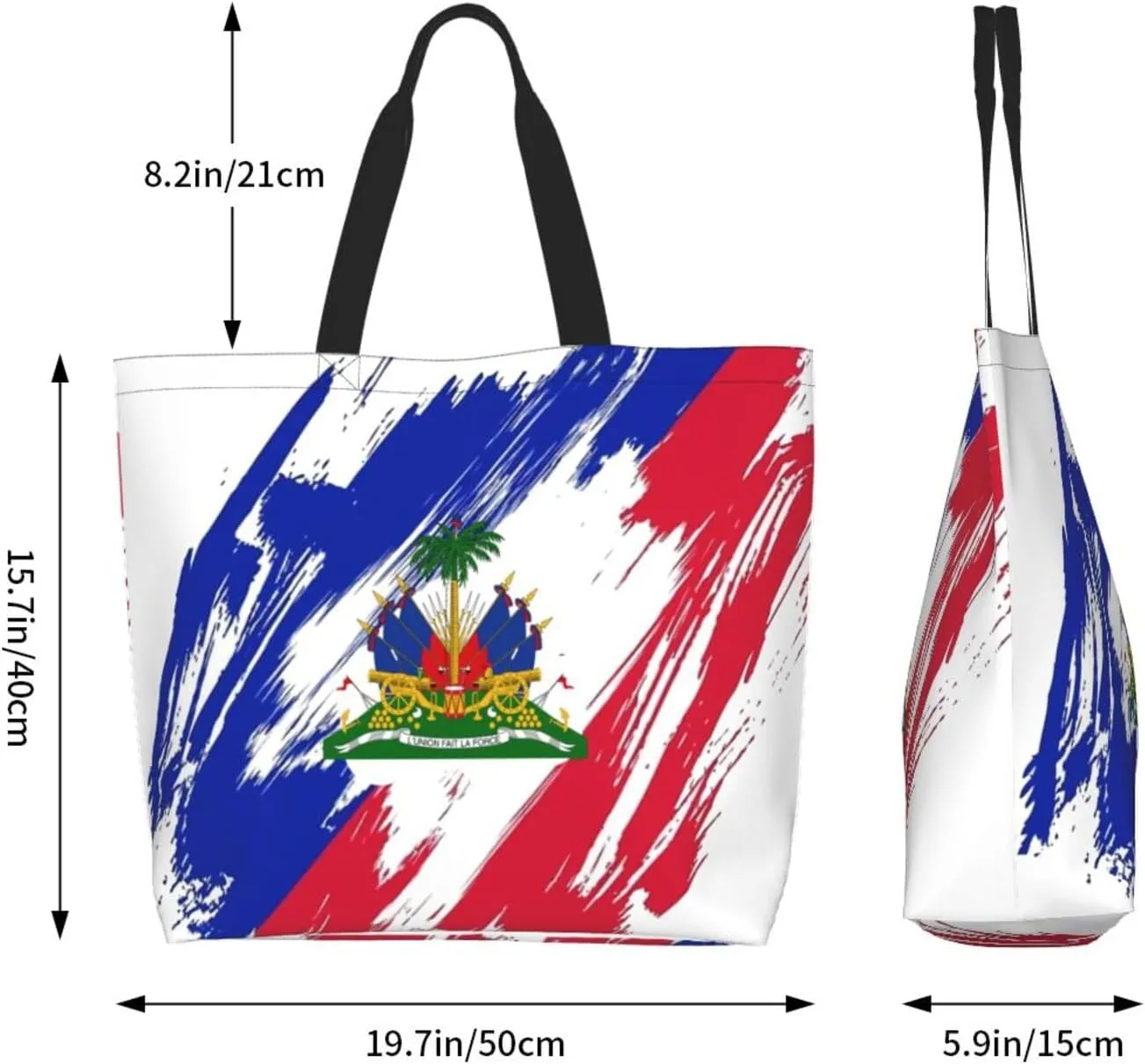 Haitian Canvas Tote Bag Haiti Flag Shoulder Bag Haiti Casual Grocery Bags Haitian Bags for Outdoor