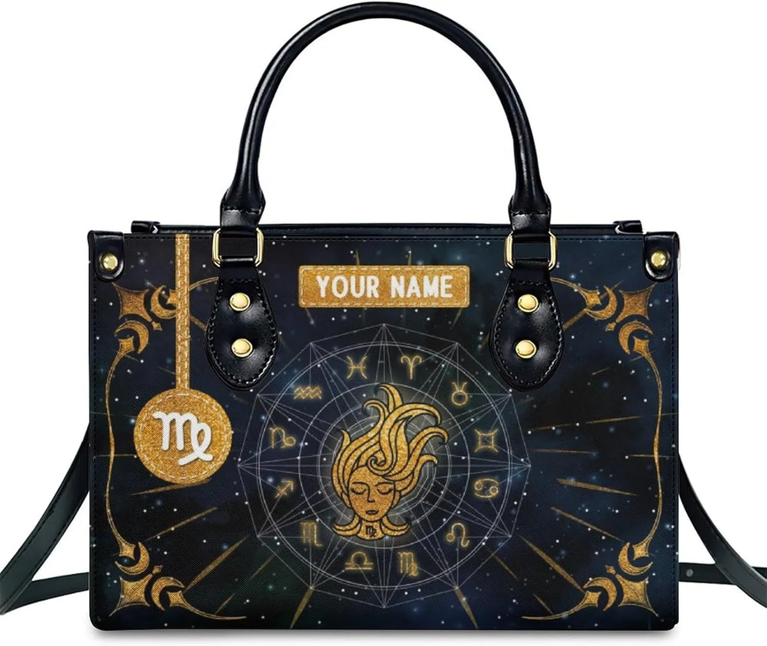 Handbags for Women - Personalized Leather Purse with Name - Tote Bags for Mom Grandma - Zodiac Gifts Ideas for Her