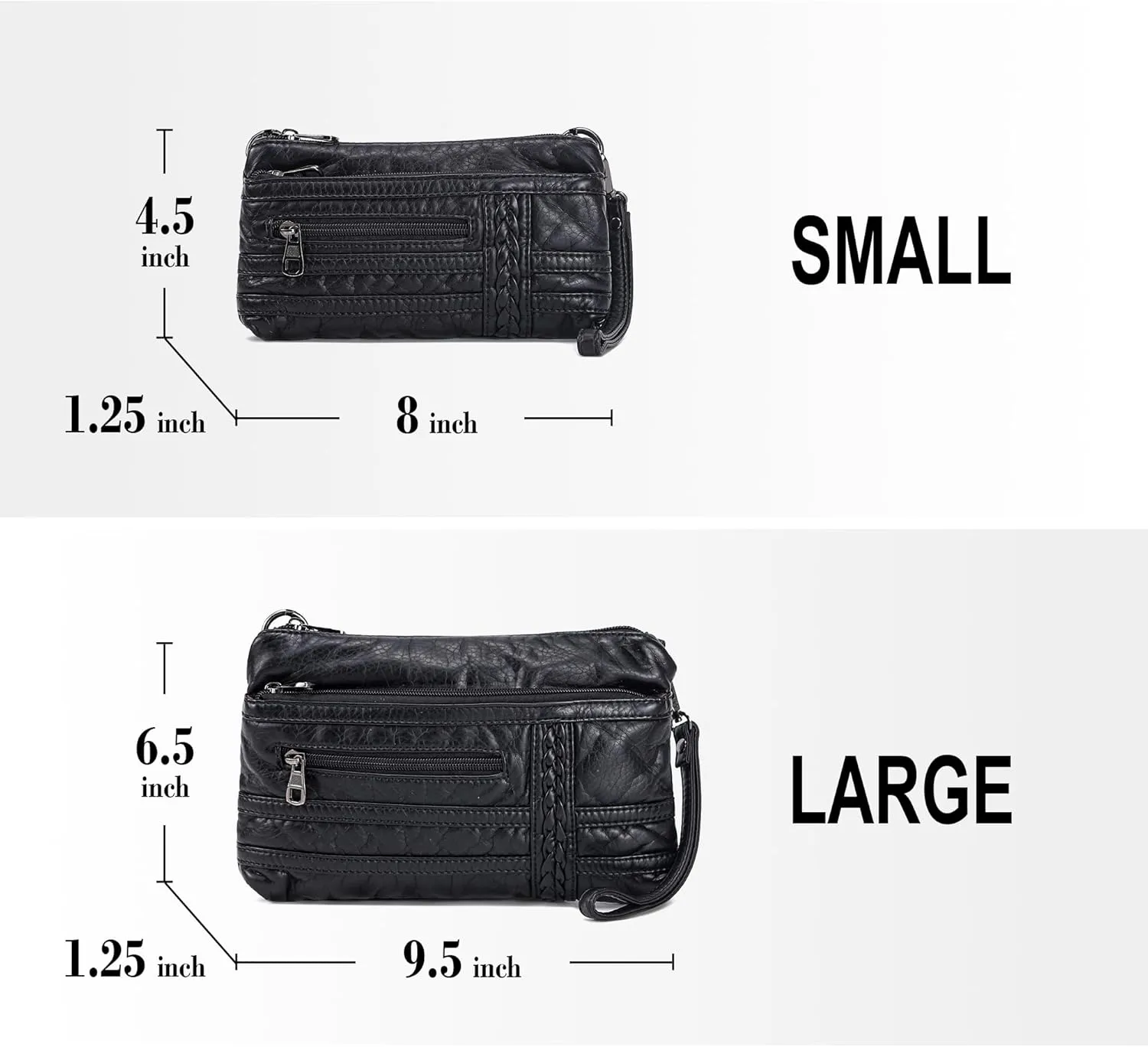 Haytijoe Triple Zip Crossbody Purses Small Crossbody Bags for Women Travel Cell Phone Purse Soft Leather Shoulder Handbags