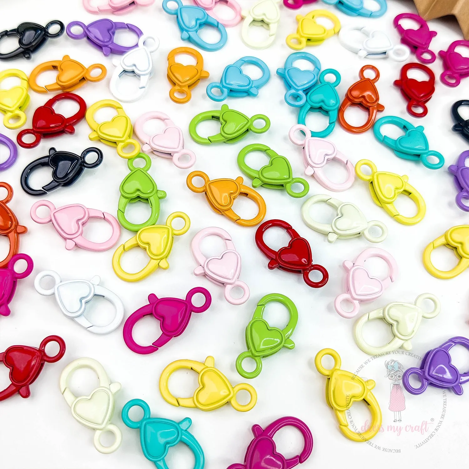 Heart Lobster Claw Clasps - Multicolor