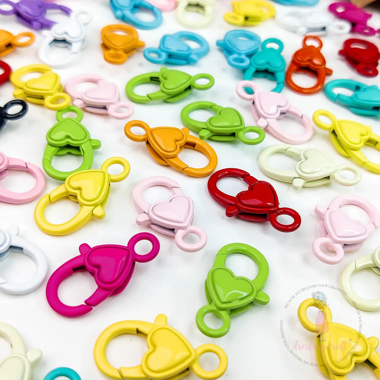 Heart Lobster Claw Clasps - Multicolor
