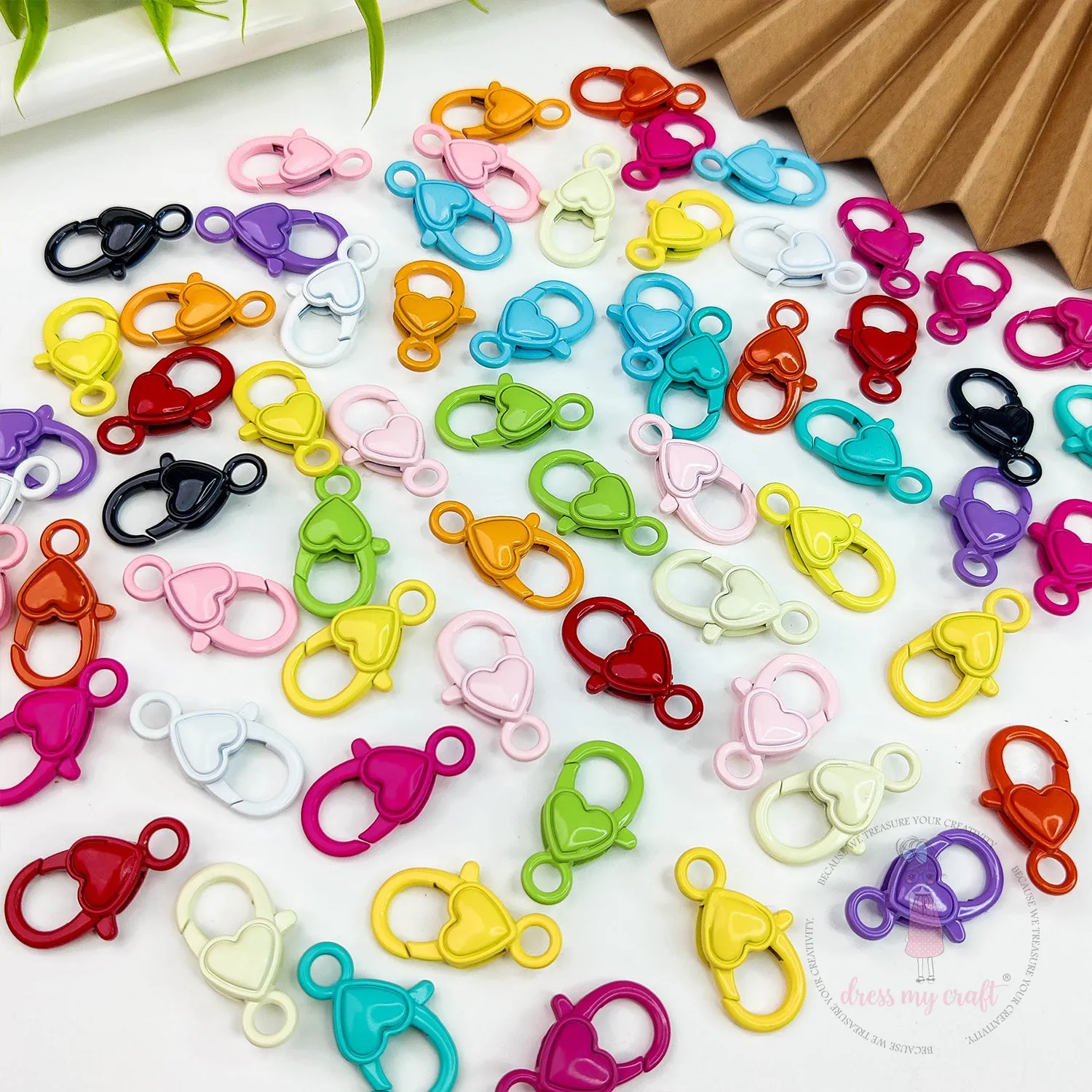 Heart Lobster Claw Clasps - Multicolor