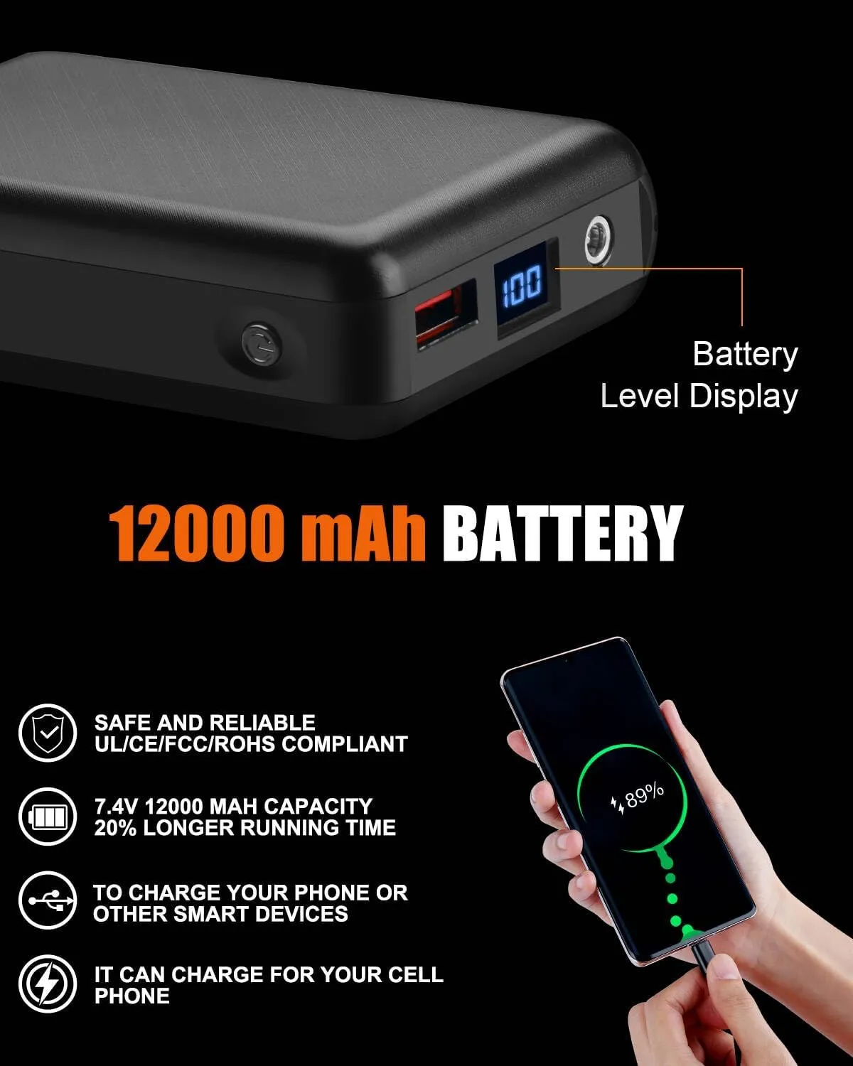 Heated Jacket for Men with 7.4V Battery Pack and Detachable Hood, Windproof Soft Shell Electric Heating Coat