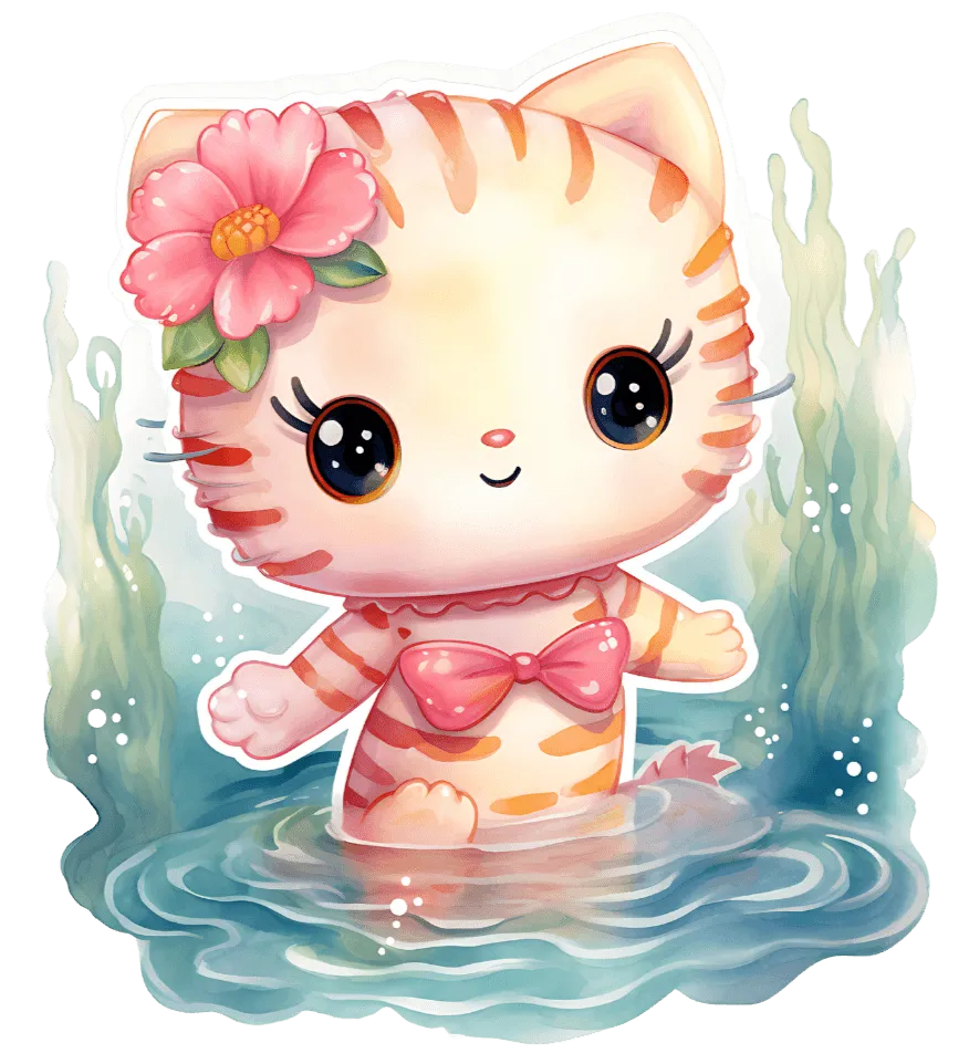 Hello Kitty in the Water DTF (direct-to-film) Transfer