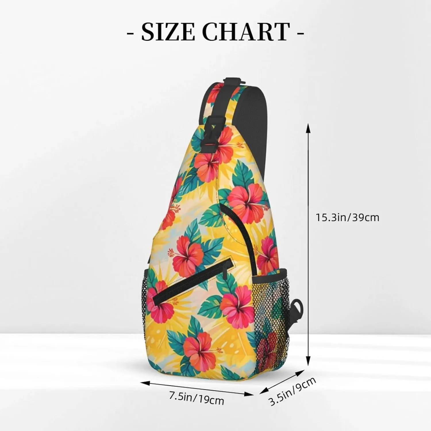 Hibiscus Flower Tropical Crossbody Bags Cross Chest Bag Adjustable Sling Backpack for Women Men