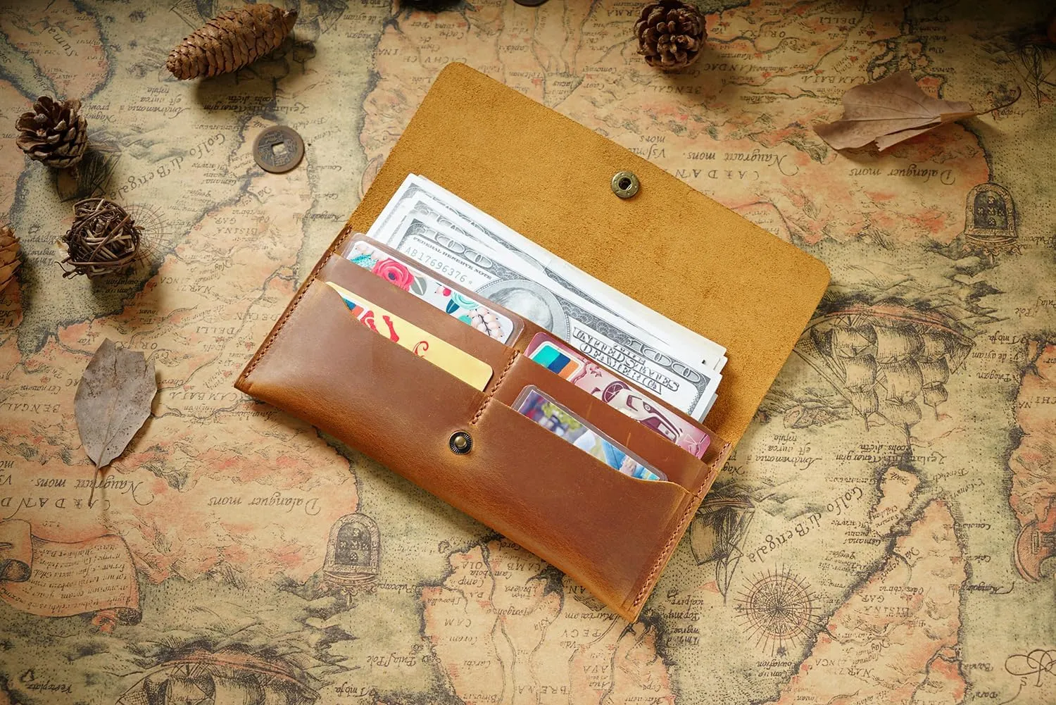HIFA Leather Wallet Women, Purses for Women - Soft Touch Rustic Leather, Retro Style, 4 Card Pockets with Cash Slot, Compact Convenience and Ideal Gift - Wallets for Women, Womens Wallet, Brown