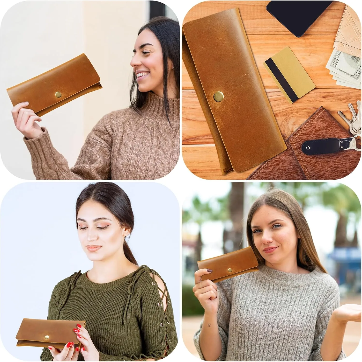 HIFA Leather Wallet Women, Purses for Women - Soft Touch Rustic Leather, Retro Style, 4 Card Pockets with Cash Slot, Compact Convenience and Ideal Gift - Wallets for Women, Womens Wallet, Brown