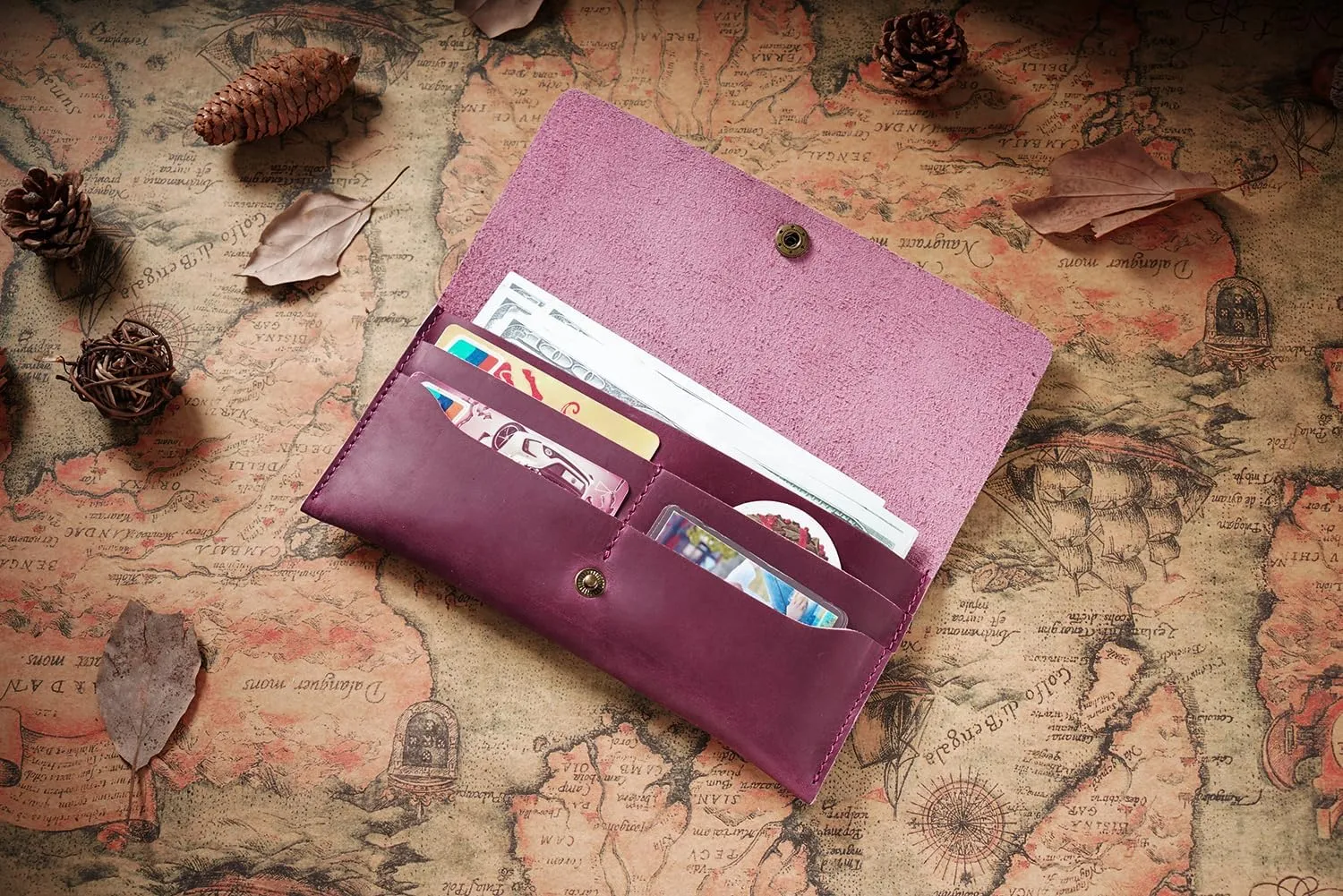 HIFA Leather Wallet Women, Purses for Women - Soft Touch Rustic Leather, Retro Style, 4 Card Pockets with Cash Slot, Compact Convenience and Ideal Gift - Wallets for Women, Womens Wallet, Purple