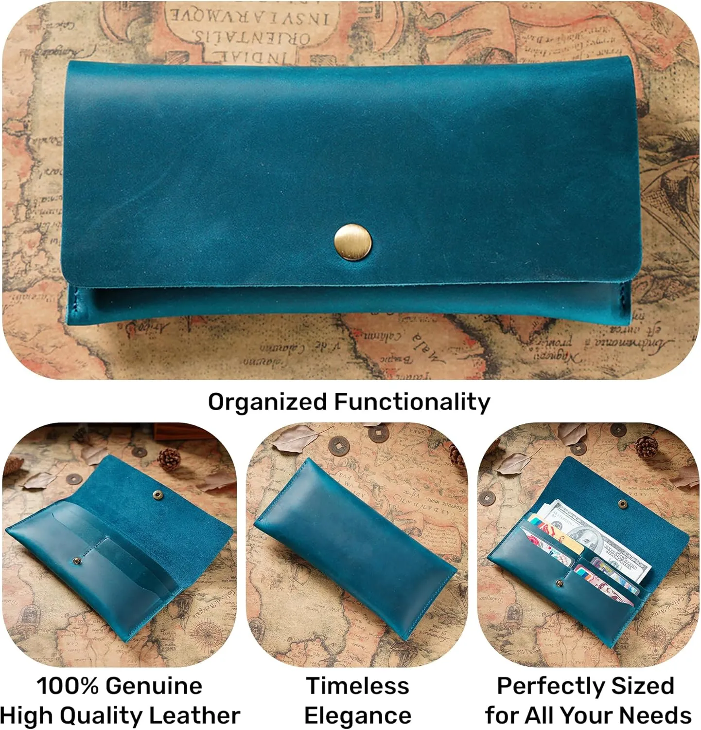 HIFA Leather Wallet Women, Purses for Women - Soft Touch Rustic Leather, Retro Style, 4 Card Pockets with Cash Slot, Compact Convenience and Ideal Gift - Wallets for Women, Womens Wallet