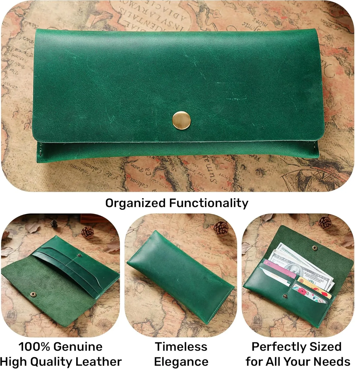 HIFA Leather Wallet Women, Purses for Women - Soft Touch Rustic Leather, Retro Style, 4 Card Pockets with Cash Slot, Compact Convenience and Ideal Gift - Wallets for Women, Womens Wallet