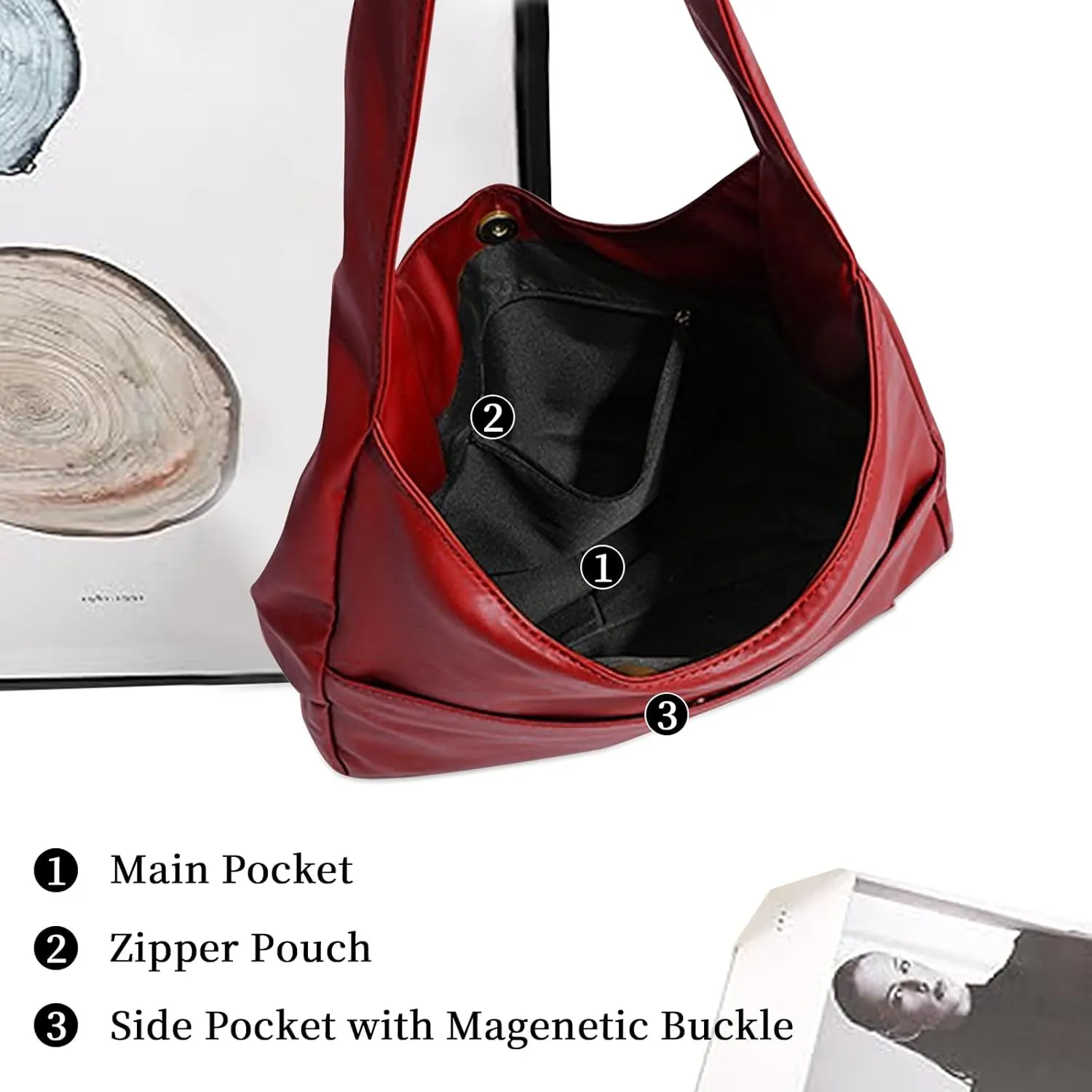 Hobo Bags for Women Leather Tote Bag Vegan Leather Shoulder Hand Bag Hobo Purse Tote Bags Large Soft Shoulder Bag