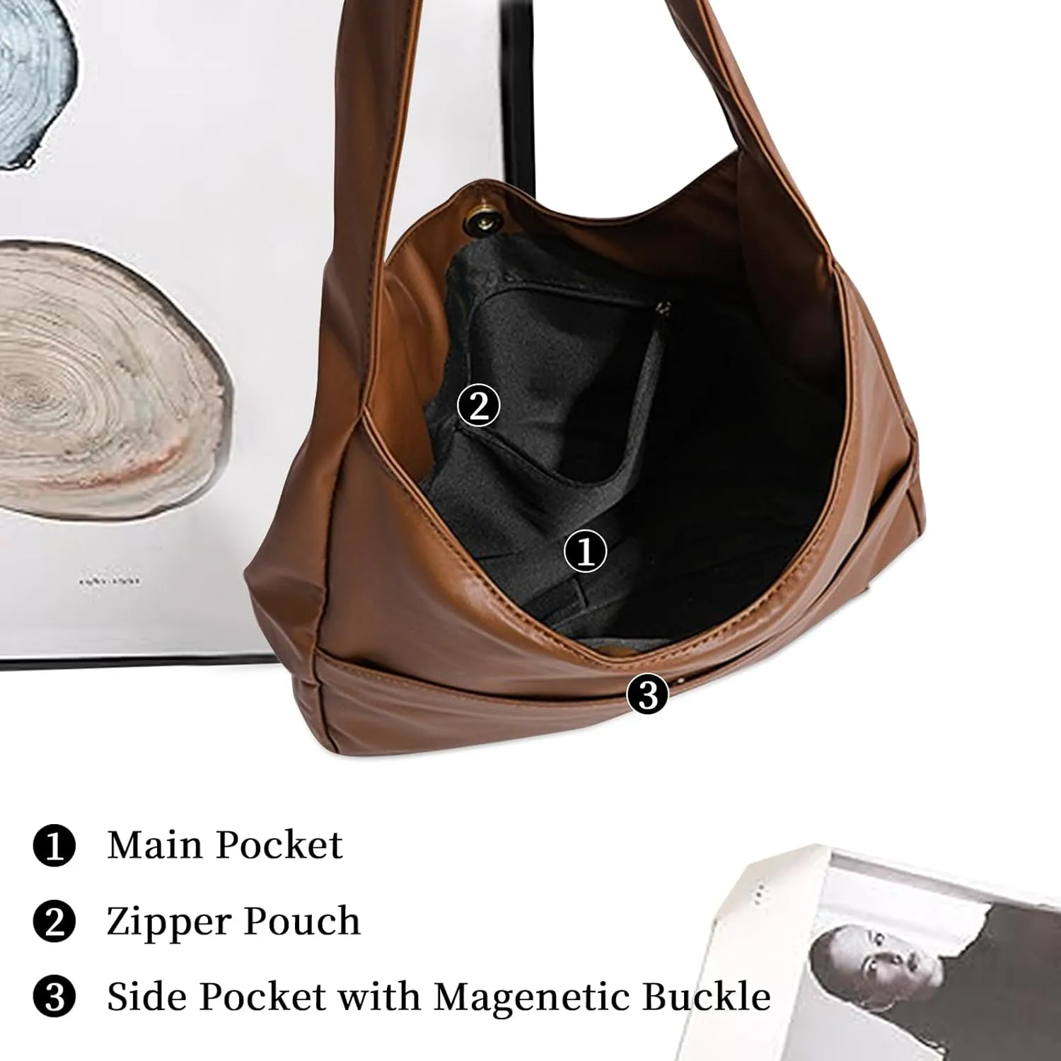 Hobo Bags for Women Leather Tote Bag Vegan Leather Shoulder Hand Bag Hobo Purse Tote Bags Large Soft Shoulder Bag