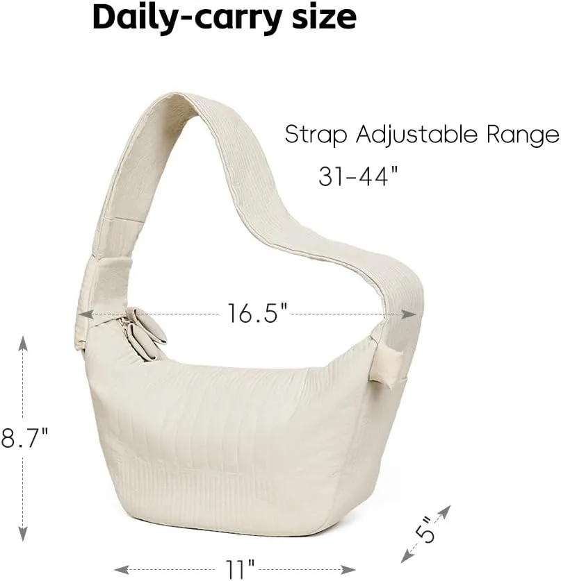 HomemeDiary Puffer Crossbody Bag for Women, Adjustable Wide Strap, Medium Size, Lightweight Quilted Shoulder Purses