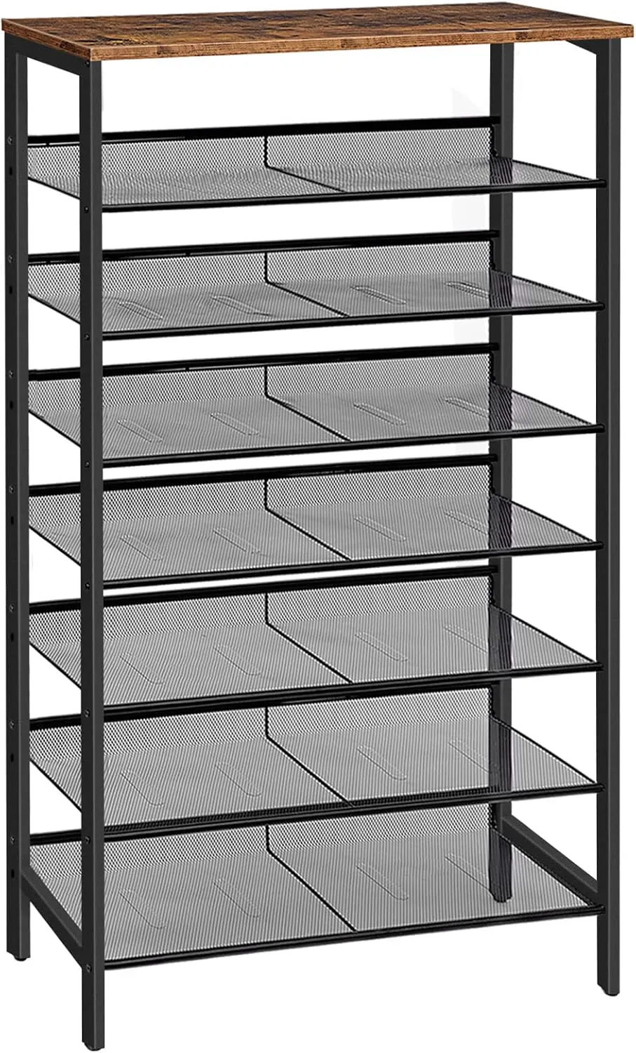 HOOBRO 8-Tier Shoe Rack, Large Capacity Shoe Shelf, Shoe Storage Organizer for 21-28 Pairs of Shoes, Front Door Entrance, Entryway, Hallway, Closet, Space Saver, Rustic Brown and Black BF18XJ01
