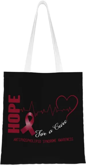 Hope For A Cure Antiphospholipid Syndrome Tote Bag for Women Canvas Shopping Bags Reusable Large Capacity Casual Shoulder Handbags Grocery Bags DIY Gift Bags