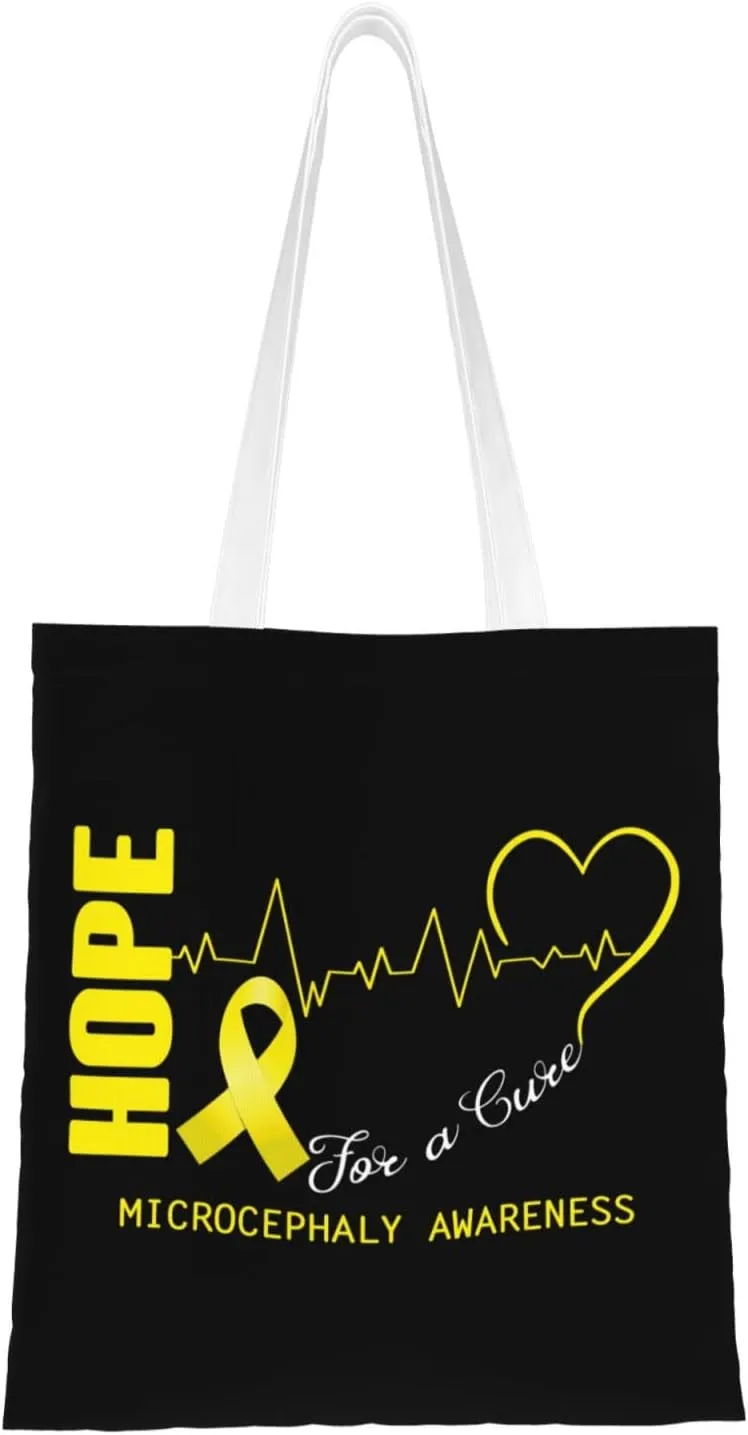 Hope For A Cure Microcephaly Awareness Tote Bag for Women Canvas Shopping Bags Reusable Large Capacity Casual Shoulder Handbags Grocery Bags DIY Gift Bags