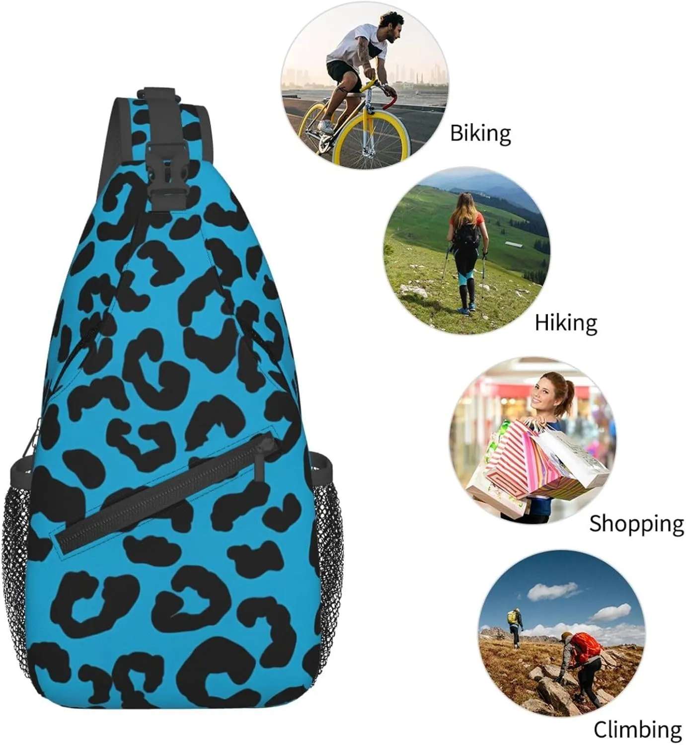 Hot Pink Leopard Sling Bag Adjustable Crossbody Bag Casual Chest Bags Travel Shoulder Backpack For Women Men