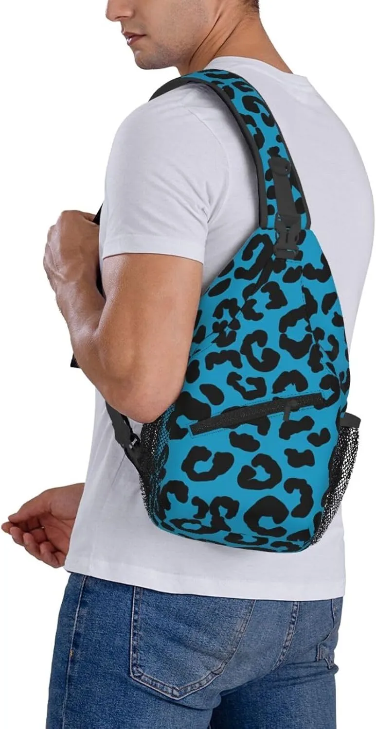 Hot Pink Leopard Sling Bag Adjustable Crossbody Bag Casual Chest Bags Travel Shoulder Backpack For Women Men