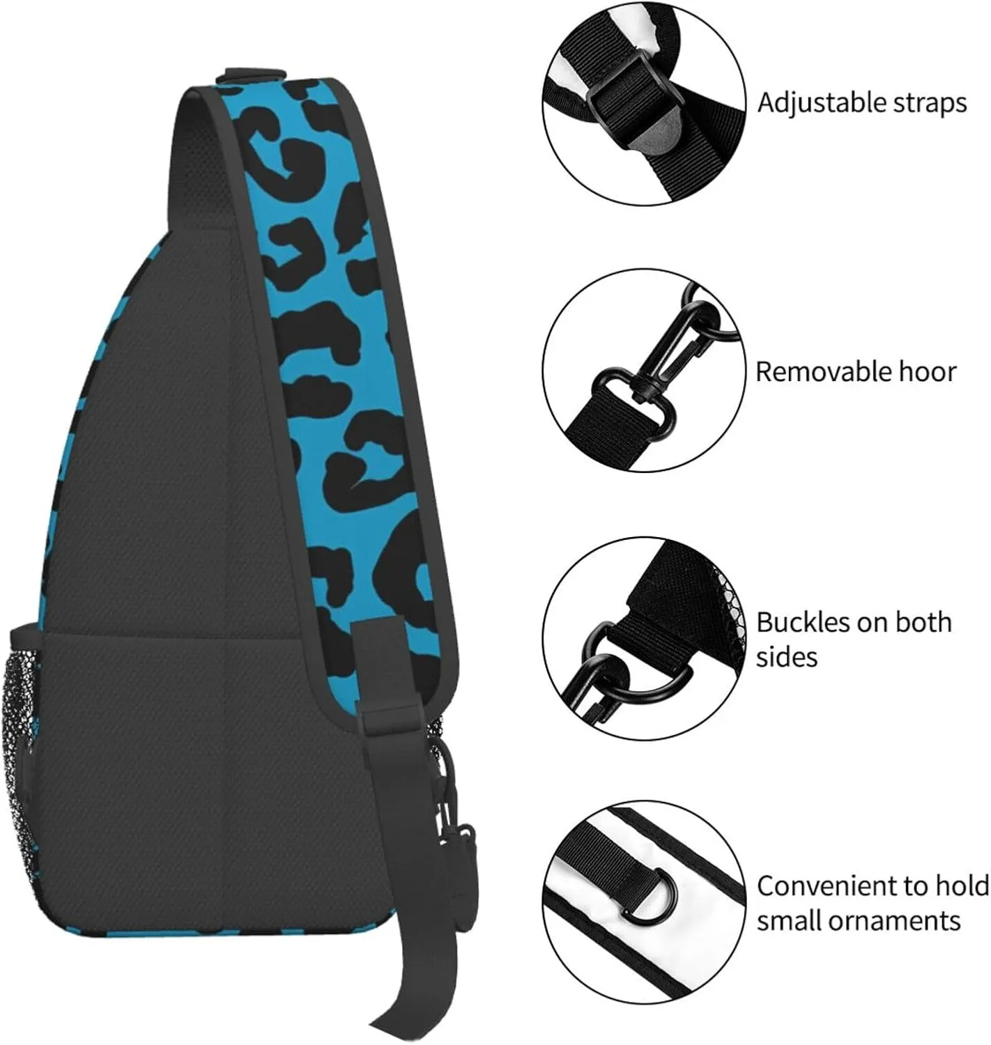 Hot Pink Leopard Sling Bag Adjustable Crossbody Bag Casual Chest Bags Travel Shoulder Backpack For Women Men