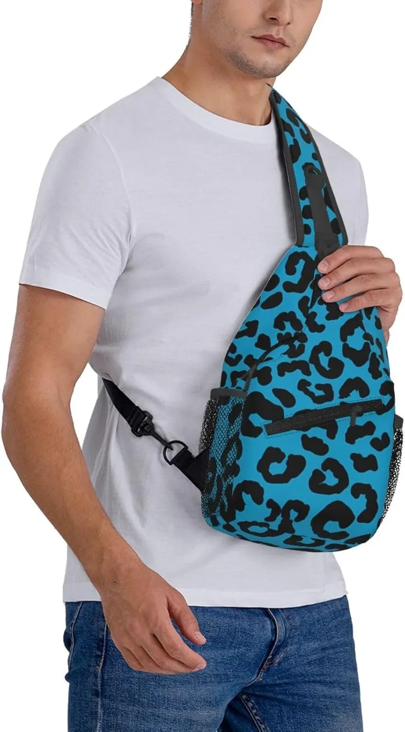 Hot Pink Leopard Sling Bag Adjustable Crossbody Bag Casual Chest Bags Travel Shoulder Backpack For Women Men