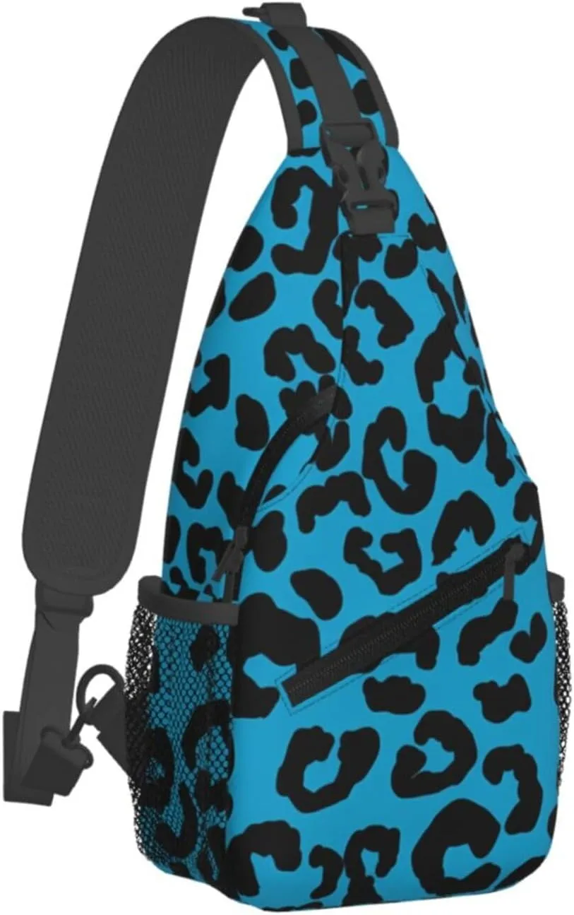 Hot Pink Leopard Sling Bag Adjustable Crossbody Bag Casual Chest Bags Travel Shoulder Backpack For Women Men