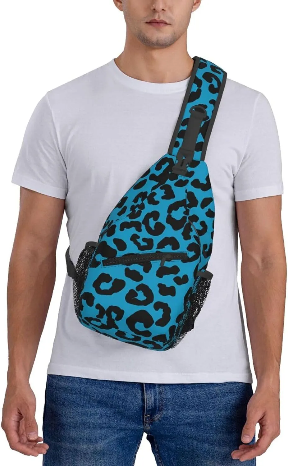 Hot Pink Leopard Sling Bag Adjustable Crossbody Bag Casual Chest Bags Travel Shoulder Backpack For Women Men