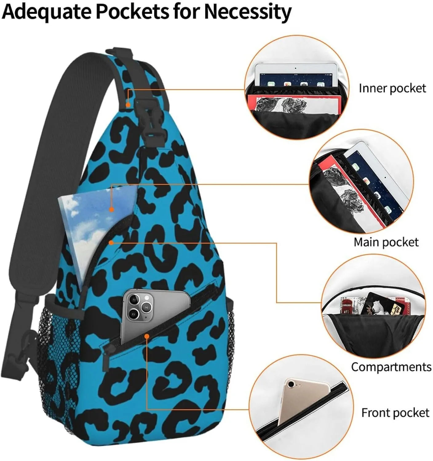 Hot Pink Leopard Sling Bag Adjustable Crossbody Bag Casual Chest Bags Travel Shoulder Backpack For Women Men