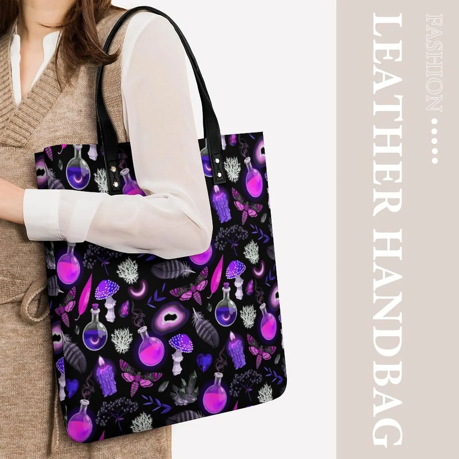 Hotdog Fun Food Hot Dog Leather Handbag with Large Space, Fashionable Handbag
